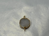 24K Gold Plated Sterling Silver White Druzy Charm Connector (8mm-18mm)