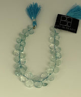 Aquamarine Faceted Heart Beads | Natural Semi-Precious Gemstone | 49-112 Carats | Various Sizes | Jewelry Making | DIY Craft | Gemstone