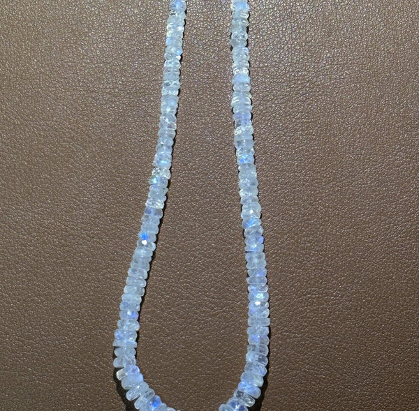 Rainbow Moonstone natural semi precious gemstone bead strands, tyre shaped bead strand, faceted bead size 4.5mm handmade gemstone bead strand 97 Carat, women jewelry making necklaces, earrings, and bracelets bead strands.