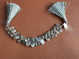 Faceted Moss Aquamarine Pear Beads | AAA Grade, 4 Inch Strand