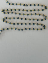 London Blue Topaz Rosary Chain, 24K Gold Plated, 3-4mm Beaded