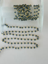 London Blue Topaz Rosary Chain, 24K Gold Plated, 3-4mm Beaded
