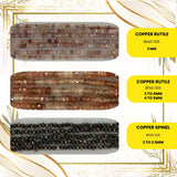 Faceted Rondelle Gemstone Bead Strand, Chocolate Moonstone, Golden Rutile, Clear Quartz