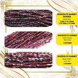 Lifestyle image showing a bracelet and necklace made from mixed gray and garnet gemstone beads, finished in both faceted and smooth cuts.