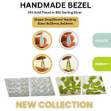 A creative flat lay of earring making supplies, with the teardrop gemstone connectors as the centerpiece.