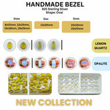 A pair of 12x15mm oval Lemon Quartz connectors with double loops, ideal for making sterling silver statement earrings.