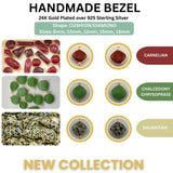 Handmade Gold Vermeil Gemstone Connector, Sterling Silver Bezel Pendant