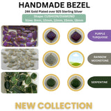 Handmade Gold Vermeil Gemstone Connector, Sterling Silver Bezel Pendant
