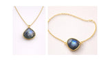 Labradorite Heart Bezel Charm | Blue Flash Gemstone | 925 Silver Gold Plated Connector Jewelry Supply