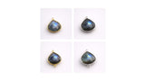 Labradorite Heart Bezel Charm Gold Silver Plated Single Double Loop Options, 925 Sterling Silver, Blue Flash Gemstone Connector Jewelry Supply