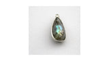 Labradorite Drop Bezel Connector Natural Blue Flash Teardrop, 925 Silver, Station Jewelry Supply