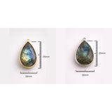Labradorite Pear Bezel Connector | Faceted Blue Flash Gem | 925 Sterling Silver Gold Plated Charm