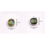 Labradorite Cushion Charm 925 Sterling Silver Single Loop, Blue Flash Natural Pillow Stone Faceted, Bezel Set Pendant Supply
