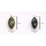 Labradorite Marquise Bezel Connector | Navette Blue Flash Gem | 925 Silver Gold Plated Charm Supply