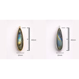 Labradorite Pear Bezel Charm 24K Gold Plated Single Loop, Faceted Blue Flash Pear Stone, 925 Sterling Silver, DIY Jewelry Supply