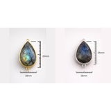 Labradorite Pear Bezel Connector | Faceted Blue Flash Gem | 925 Sterling Silver Gold Plated Charm