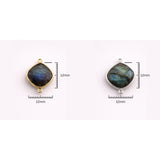 Labradorite Cushion Bezel Connector 925 Sterling Silver Double Loop, Natural Blue Flash Pillow Cut Faceted, Wholesale Component