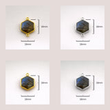 Labradorite Hexagon Bezel Charm Size Guide 18mm Gold Silver Plated, Honeycomb Geometric Connector Sizes