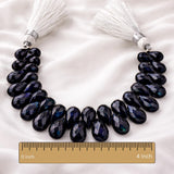 Ethiopian Black Opal Teardrop Beads | Natural Welo Faceted Drop Briolette Strand | Bulk Lot