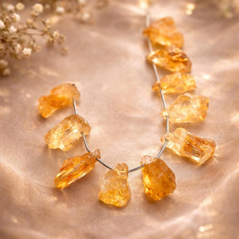 Raw Citrine Bead Strand | Natural Gemstone, DIY Jewelry Making