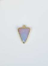 Opalite Triangle Pendant - Boho Chic Gemstone Necklace with 24kt Gold Elegance