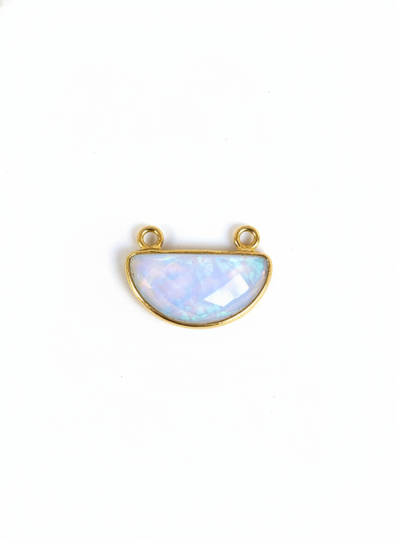 Opalite Moon/Crescent Pendant - Boho Chic Gemstone Necklace with 24kt Gold Elegance