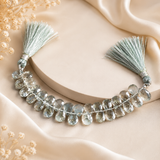 Moss Aquamarine Faceted Pear Briolette Beads – AAA Grade | Side Drilled | March Birthstone