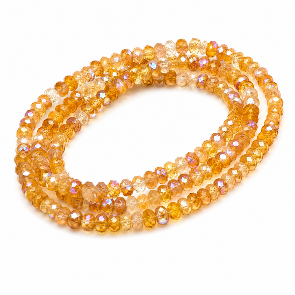 Citrine AB Coated Rondelle Gemstone Beads | 13 Inch Strand | 2.5mm to 6mm | Natural Faceted Semi Precious Beads for Jewelry Making