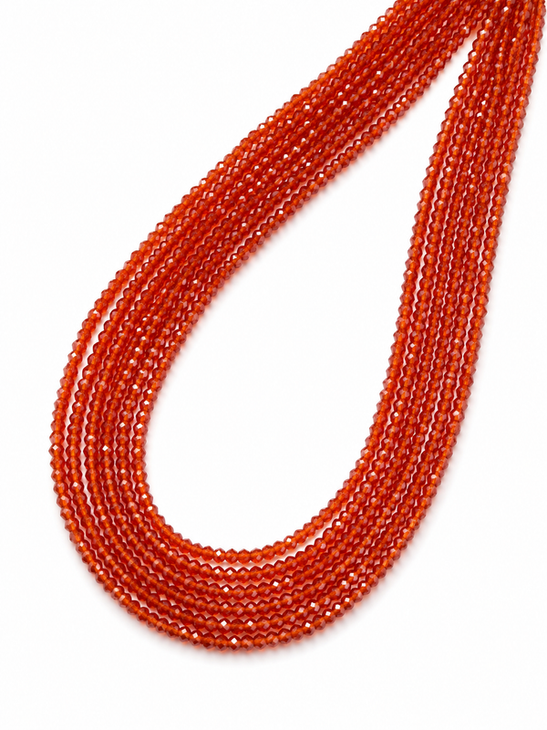 Zircon Orange Rondelle Beads | Natural Faceted Gemstone Bead Strand | 2.5mm–4mm | Jewelry Making Supplies