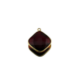 Garnet Cushion/Diamond Pendant - Boho Chic Gemstone Necklace with 24kt Gold Elegance