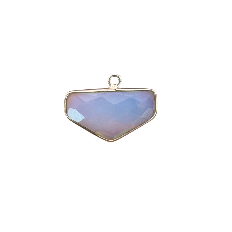 Opalite Chevron/Half Hexagon Pendant - Boho Chic Gemstone Necklace with 24kt Gold Elegance