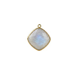 Opalite Cushion/Diamond Pendant - Boho Chic Gemstone Necklace with 24kt Gold Elegance