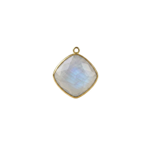 Opalite Cushion/Diamond Pendant - Boho Chic Gemstone Necklace with 24kt Gold Elegance