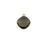 Smoky Quartz Cushion/Diamond Pendant - Boho Chic Gemstone Necklace with 24kt Gold Elegance