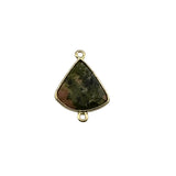 Unakite Jasper Bell/Quarter Circle Pendant - Boho Chic Gemstone Necklace with 24kt Gold Elegance