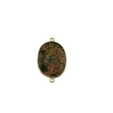 Unakite Jasper Oval Pendant - Boho Chic Gemstone Necklace with 24kt Gold Elegance