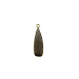 Smoky Quartz Rounded Teardrop Pendant - Boho Chic Gemstone Necklace with 24kt Gold Elegance
