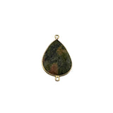 Unakite Jasper Jewelry Making 10X40 12X15 15X18 18X25 22X30 25X35 8X26 Pear/Flat Teardrop Bezel 24K Gold Plated Over 925 Sterling Silver
