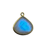 Rainbow Moonstone Heart Pendant - Boho Chic Gemstone Necklace with 24kt Gold Elegance