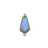 Rainbow Moonstone Tie Bezel Connector | Gold Charm