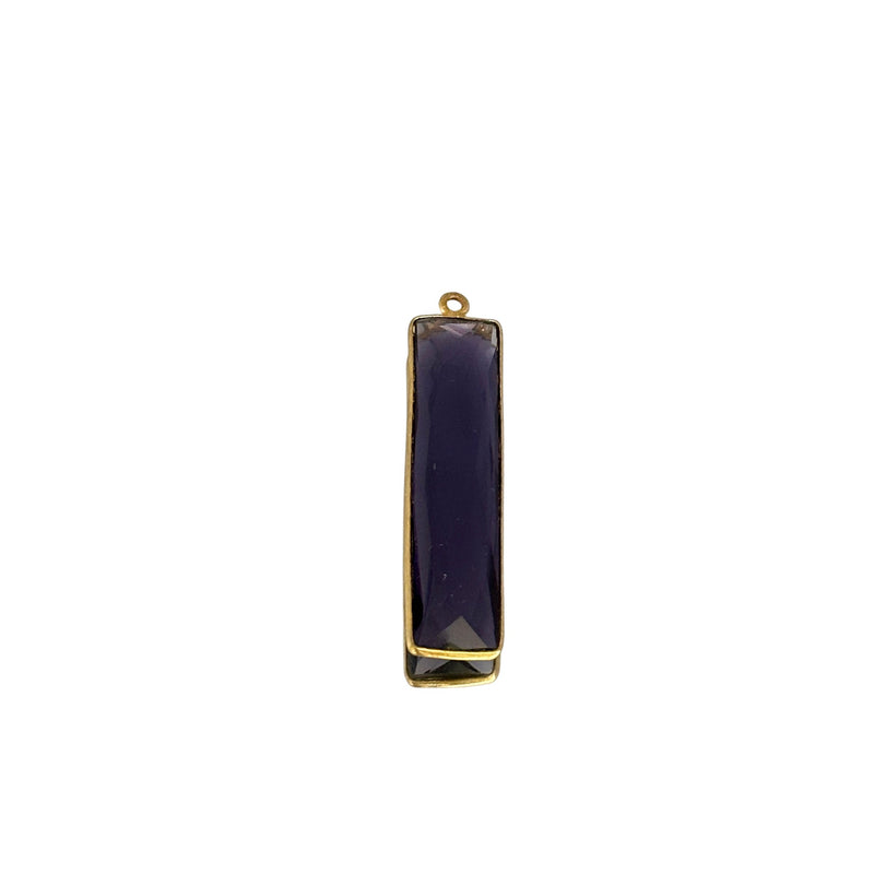 Boho Chic Amethyst Bezel Pendant - Handcrafted Gemstone Necklace with 24kt Gold Plating
