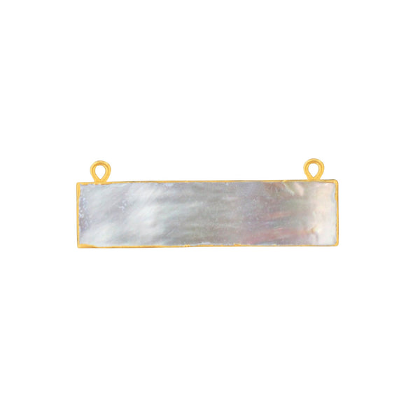 Mother Of Pearl Shell Stone Necklace for Jewelry Making - 10X40mm 15X20mm 8X30mm Rectangle/Bar Bezel Charms Pendants 24K Gold Electroplated