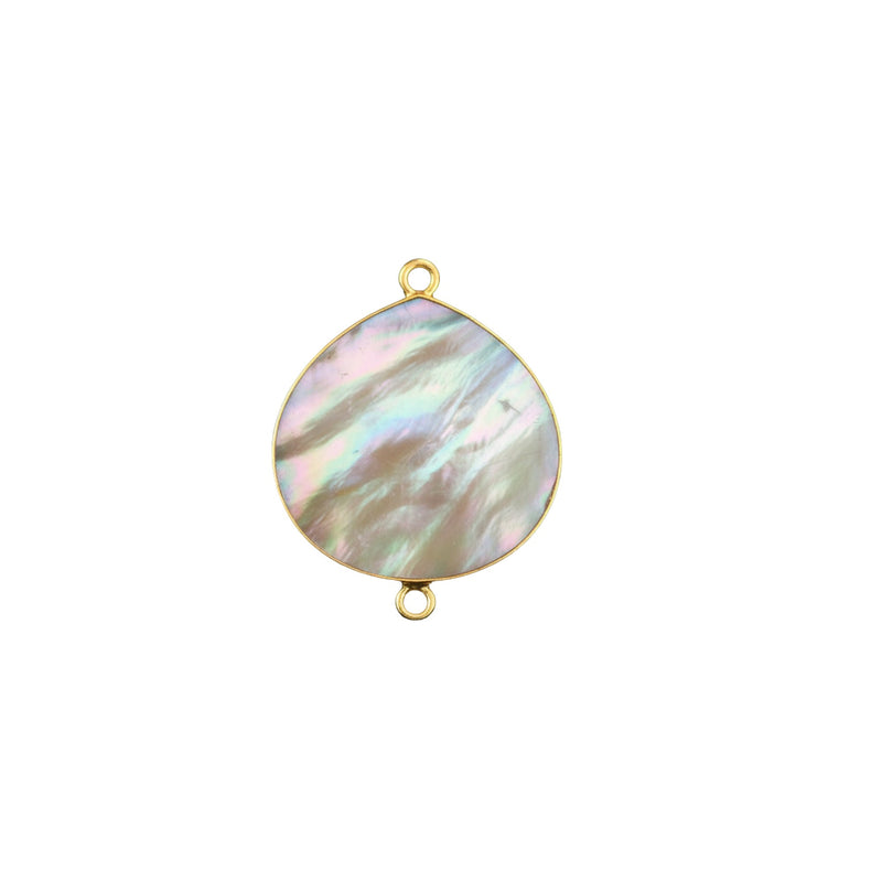 Mother Of Pearl Shell Stone Necklace for Jewelry Making - 12mm 15mm 18mm 25mm 30mm Heart Bezel Charms Pendants 24K Gold Electroplated DIY