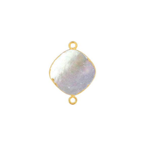 Mother Of Pearl Shell Stone Necklace for Jewelry Making - 12mm 15mm 18mm Cushion/Diamond Bezel Charms Pendants 24K Gold Electroplated DIY