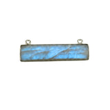 Rainbow Moonstone Stone Necklace for Jewelry Making 8X30mm Rectangle/Bar Bezel Charms Pendants Connectors 925 Sterling Silver
