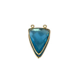 Boho Chic Blue Topaz Bezel Pendant - Handcrafted Gemstone Necklace with 24kt Gold Plating