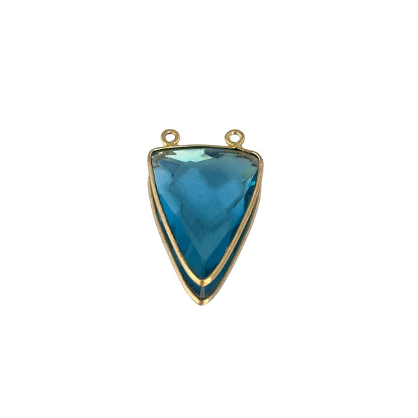 Boho Chic Blue Topaz Bezel Pendant - Handcrafted Gemstone Necklace with 24kt Gold Plating