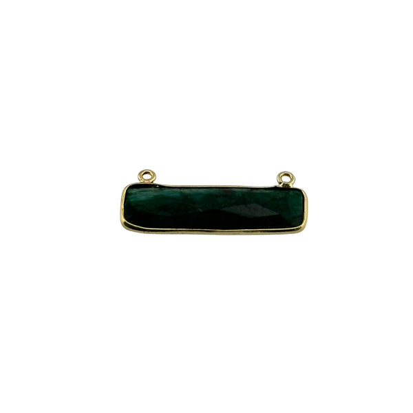 Emerald Rectangle/Bar Pendant - Boho Chic Gemstone Necklace with 24kt Gold Elegance