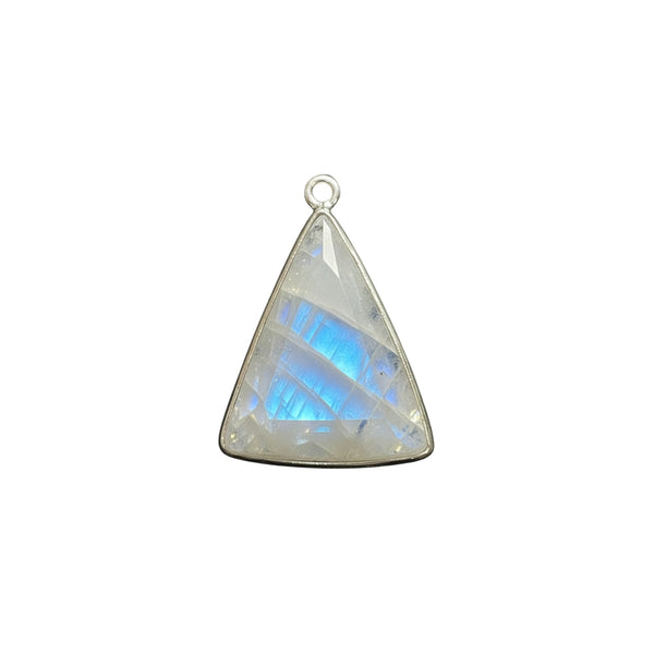 Rainbow Moonstone Stone Necklace for Jewelry Making 15X20mm 18X25mm Triangle Bezel Charms Pendants Connectors 925 Sterling Silver