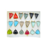 Gemstone Triangle Bezel Connector – Multi-Gemstone, 15-25mm, Gold or Silver | Jewelry Making